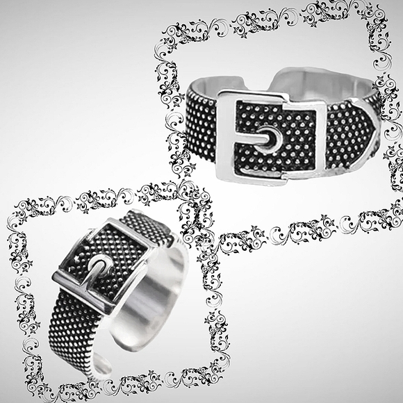 Silver Ring Adjustable belt buckle Ring NEW! - Picture 5 of 11